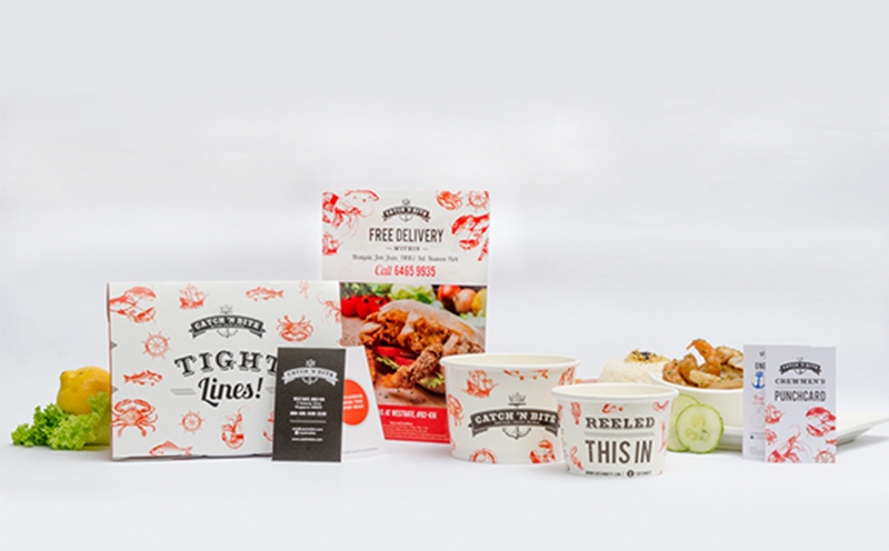 海鮮外賣餐飲品牌包裝設計,Catch ' N Bite是一種新的美食