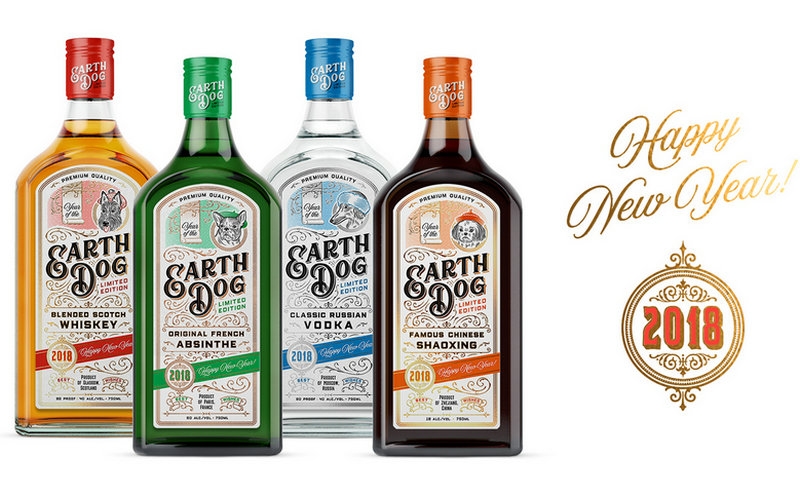 國外限量版酒水包裝設計靈感來自于2018年的象征&ndash;地球犬