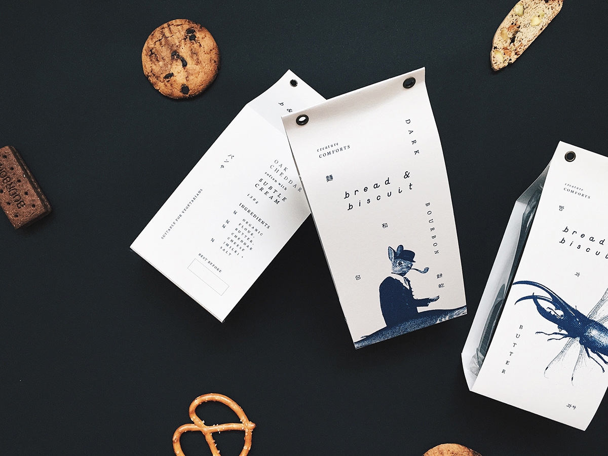 概念化早餐，面包與餅干食品飲料包裝設計